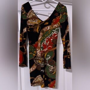 Elegant Multicolor Patterned Women's Dress
